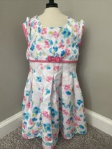 GIRLS JONA MICHELLE DRESS 4T - WHITE WITH PINK AND TURQUOISE FLOWERS - $5.89