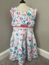 Girls Jona Michelle Dress 4T - White With Pink And Turquoise Flowers - £4.63 GBP