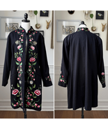 Victor Costa Occasion Floral Embroidered Coat Tunic Jacket Vintage Size 1X - $64.93 CAD