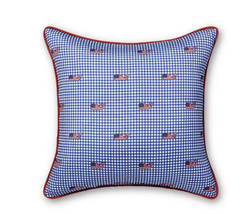 Vineyard Vines Target Throw Pillow Flag Whale and Gingham Red White Blue plaid - £23.80 GBP