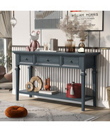 Classic Retro Style Console Table with Three Top Drawers - Navy - £221.41 GBP
