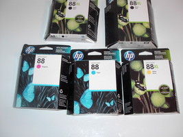 5 HP-88 Nib Oem Ink Cartidges ( 2 Black Xl + 3 Color Inks Inks) - £47.92 GBP