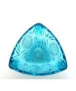 Vintage blue pressed blue art glass large triangular ashtray - $24.99