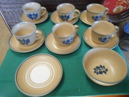 Great Pfaltzgraff &quot;Folk Art&quot; Set Of 6 Cups &amp; Saucers &amp;1 Free Saucer 1 Free Bowl - £15.74 GBP