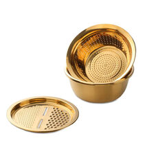 Anygleam Gold Stainless Steel Basket Strainer Bowl with Vegetable Cutter... - $122.90
