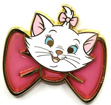 Disney Cats &amp; Dogs Aristocats White Kitten Marie Stained Glass Pink Bow Tie pin - £12.66 GBP