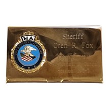 Vtg Gold Tone Business Pocket Card Holder FBI Academy Emblem Imperial Co... - $17.62
