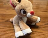 Rudolph the Red-Nosed Reindeer 5.5&quot; plush baby rattle Christmas Xmas Cut... - $9.85