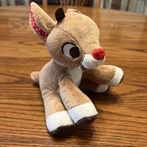 Rudolph the Red-Nosed Reindeer 5.5&quot; plush baby rattle Christmas Xmas Cute VGC - £7.70 GBP