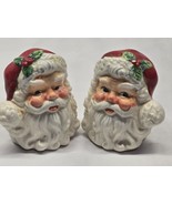 Vintage Santa Claus Face Salt &amp; Pepper Shaker Set - Christmas Winter Hol... - $14.83