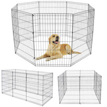 36" 8 Panels Dog Playpen Large Pet Crate Fence Play Pen Exercise Puppy Kennel - £58.91 GBP