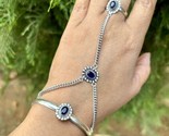 Handmade Cuff Bangle Ring Jewelry German Silver, Blue Sapphire Gemstone - $21.55