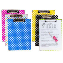2 Bright Polka Dot Clipboards Standard Size Low Profile Clip Hard Letter... - £17.25 GBP
