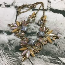 RSVP Statement Necklace Glamour Cut Rhinestones Rose Gold Tone Jewelry Flawed - £23.29 GBP