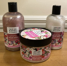 Find Your Happy Place Wrapped In Your Arms Set (Shower Gel, Scrub, Lotion) NEW - £15.76 GBP