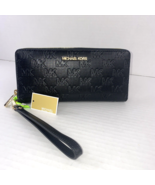 New Michael Kors Embossed Black Leather Continental  Large Jet Set W7 - $128.69