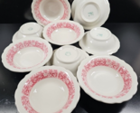 9 Syracuse China Strawberry Hill Pink Rim Cereal Bowl Set Vintage Restau... - $88.77