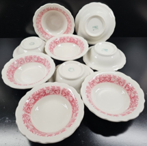 9 Syracuse China Strawberry Hill Pink Rim Cereal Bowl Set Vintage Restaurant Lot - £71.41 GBP