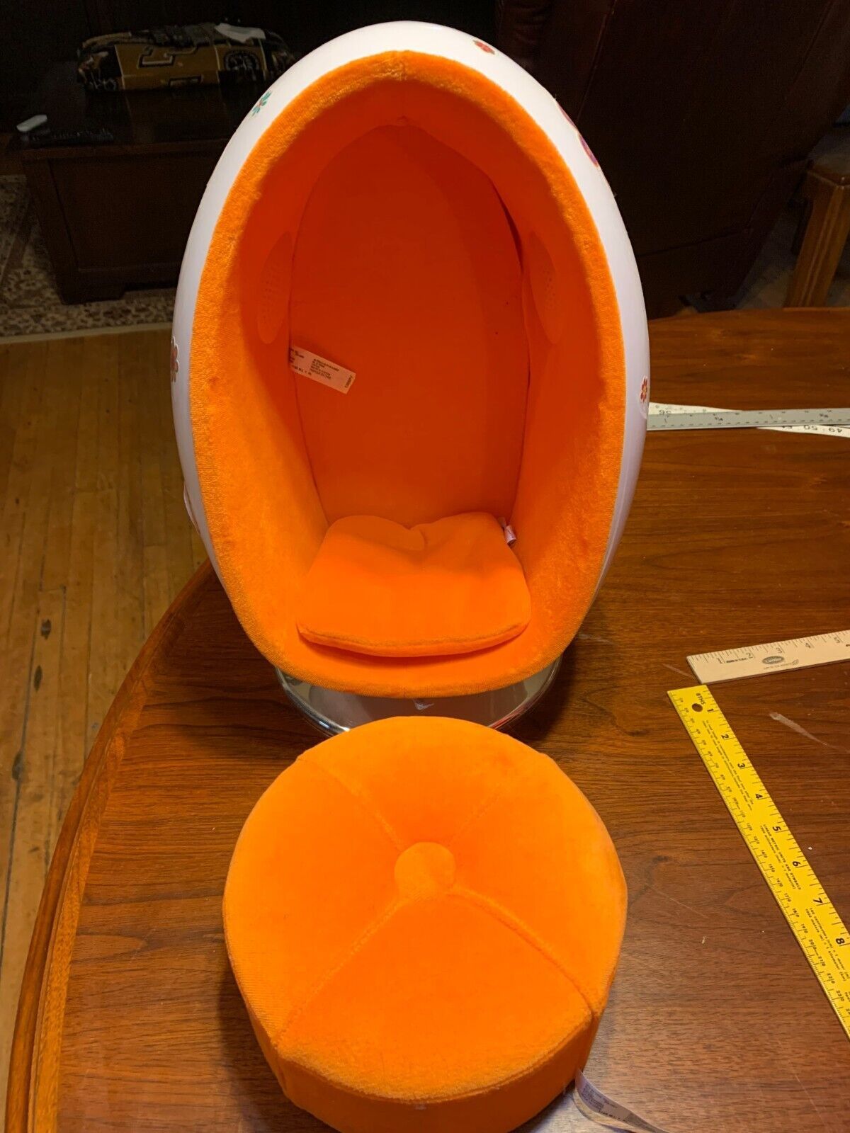 American Girl Doll Julie Orange Egg Chair Built In Speakers, Cable & Ottoman - $34.64