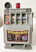 Vintage Buckaroo Coin Bank 3-Reel Slot Machine, No Coins/Tokens - WORKS - £32.95 GBP