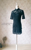 Black Chinese Style Short Lace Dress Women Custom Plus Size Lace Dress image 6