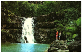Admiring Waimea Falls at this Park on the North Shore Hawaii Postcard - £6.94 GBP