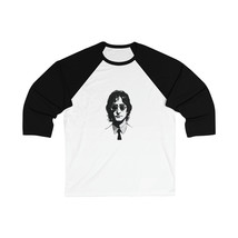 John Lennon Portrait Baseball Tee | Unisex 3/4 Sleeve | Black and White | Rock I - £27.07 GBP+