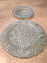 Pair Studio Glass Oval Plate With Ferns by Edwin D. Walter &amp; bowl signed set - £94.10 GBP