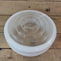 VTG MCM 8.5” Round Frosted &amp; Clear Glass Ceiling Light Replacement Drum ... - $406.21 MXN