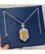 18 Carat Yellow Canary Diamond Necklace Women&#39;s Diamond Necklace 925 Sil... - £152.23 GBP
