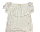 Michael Kors Womens White Off the Shoulder Pure Cotton Ruffle Lace Blous... - $15.81