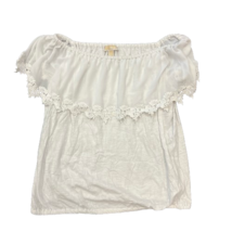 Michael Kors Womens White Off the Shoulder Pure Cotton Ruffle Lace Blous... - £12.62 GBP