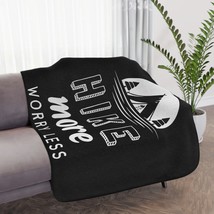 Cozy Camp Vibes Sherpa Blanket | &quot;Hike More Worry Less&quot; Print Design | Super Sof - £48.83 GBP+