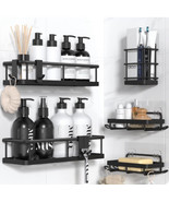 5 Pack Black Shower Caddy No Drill, Bathroom Organizers Removable Hooks ... - $19.67