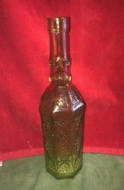 Green Tall Decorative Glass Bottle Very Detailed - $23.28