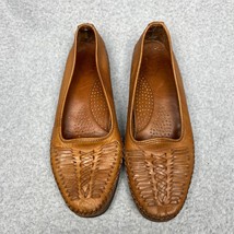 Dexter Woven Leather Slip On Loafer Flats Womens 8.5 Boho Neutral Brown Casual - $30.00