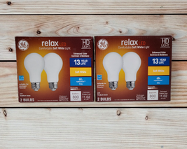 GE Relax LED Light Bulb 8.5W (60W) Soft White Dimmable HD 2 Packs Lot of 2 - £12.01 GBP
