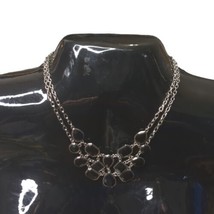 Black Statement Necklace Silver Toned Adjustable  17&quot; - £6.18 GBP