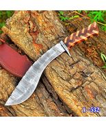 16" DAMASCUS STEEL Fixed Blade BOWIE Hunting SURVIVAL Knife GURKHA KUKRI... - $55.40