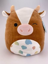 Squishmallows 12&quot; Inch Griella The Cow Easter 2023 Rainbow Spots Winking - £23.16 GBP