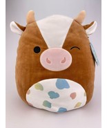 Squishmallows 12&quot; Inch Griella The Cow Easter 2023 Rainbow Spots Winking - £22.76 GBP