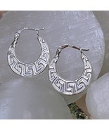 Sterling Silver - Greek Circle Huggie Hoop Earrings - $39.99