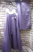 ROMAN LILAC &amp; WHITE SPECIAL OCCASION DRESS WITH WRAP SIZE 14-full length - £75.09 GBP