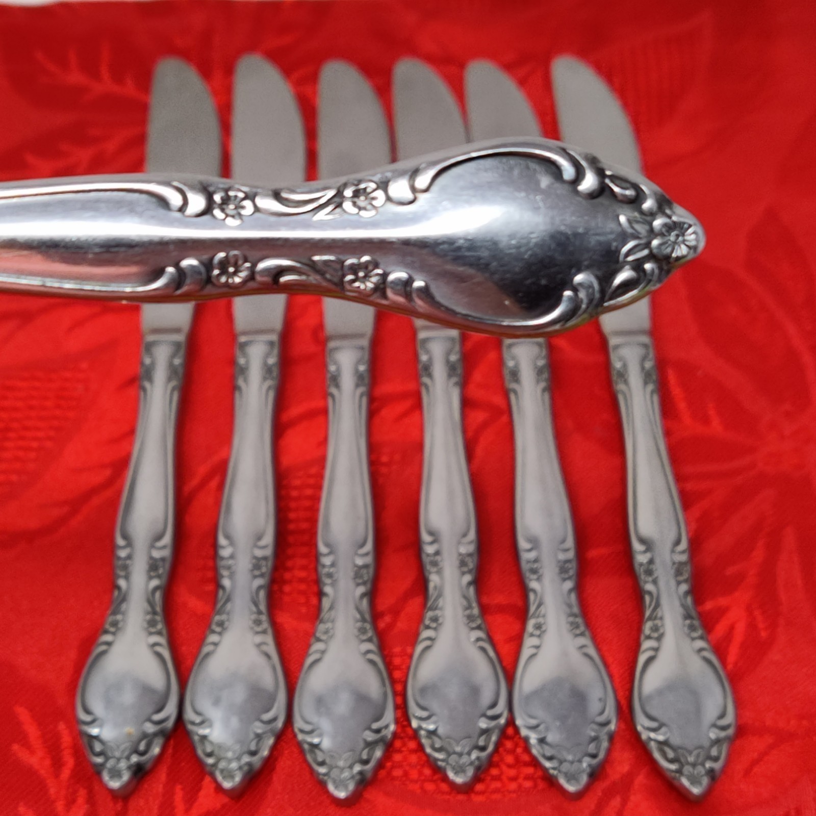 8X Butter Knives Imperial International FLORELLE Stainless SS BK Vtg Din... - $19.98