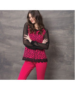 Maloka: Fuschia Rose Imprinted Asymmetrical Hem Sweater (1 Left!) - £58.93 GBP