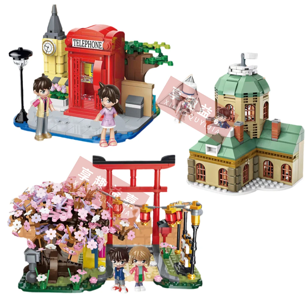 Anime Detective Conan Conan Edogawa Cherry blossom House shop building block - £20.98 GBP