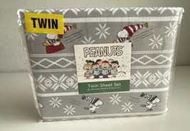 Peanuts Snoopy Sledding Ice Skating Winter Twin Size Super Soft Sheet Set NEW - £29.24 GBP