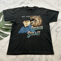 George Strait Easy Come Easy Go Concert Tour T-Shirt Vintage Size L Black 90s - £55.07 GBP