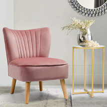 Velvet Accent Chair Upholstered Modern Sofa Wood Legs Padded Armless Wingback - £96.43 GBP