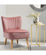 Velvet Accent Chair Upholstered Modern Sofa Wood Legs Padded Armless Win... - £96.72 GBP